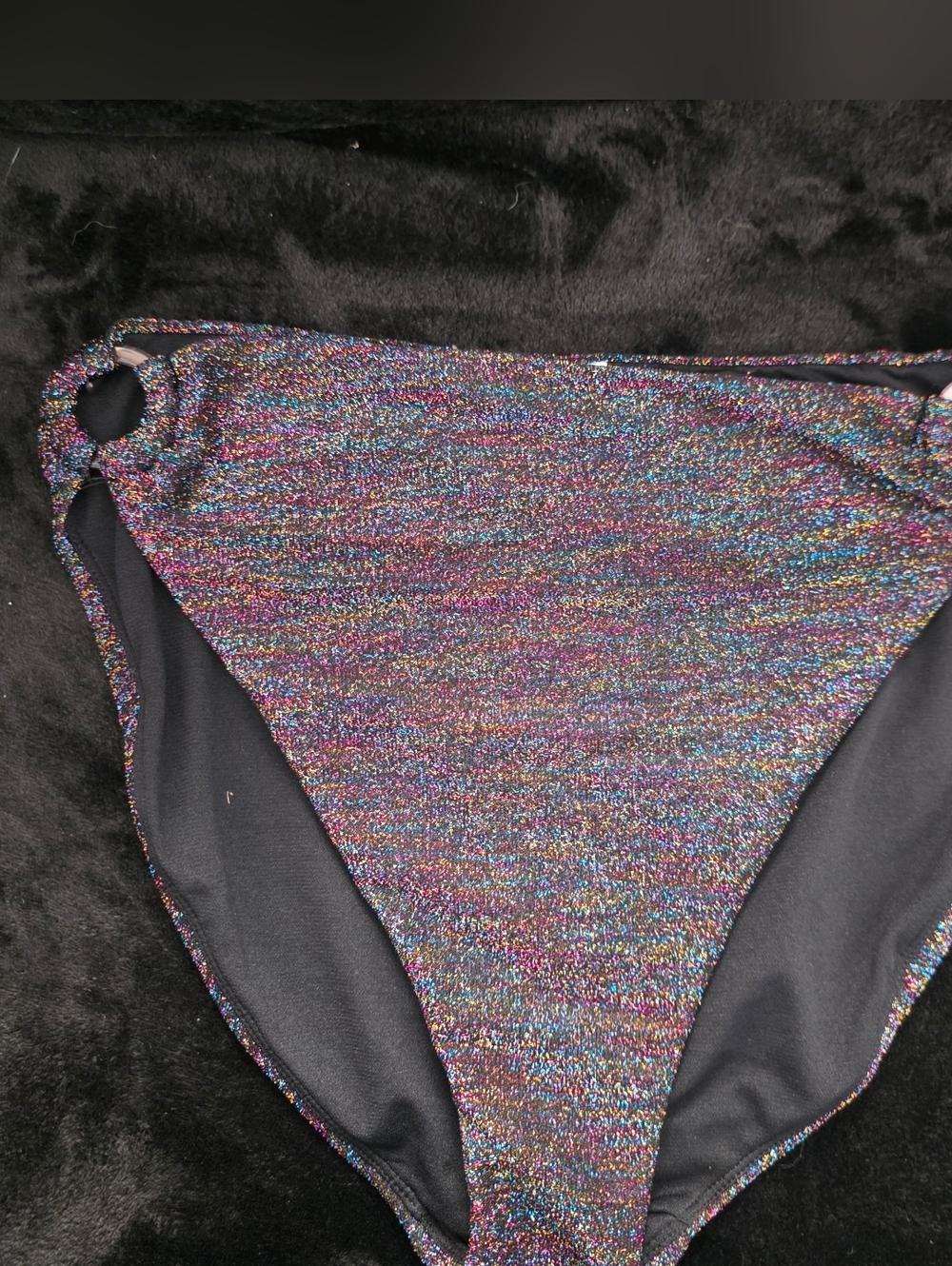 NOBO Multicolor Sparkle High-Waist Bikini Bottom with Side Ring